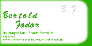 bertold fodor business card